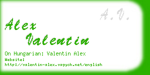 alex valentin business card